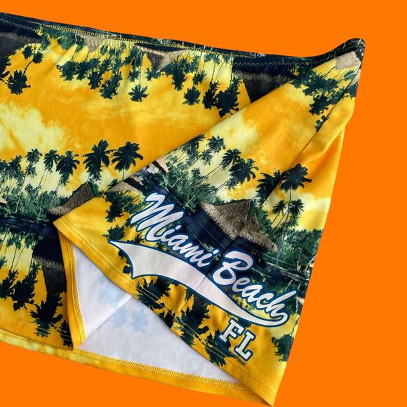 00's vintage tropical photo print miami beach y2k low rise mini skirt LARGE op - Picture 3 of 7